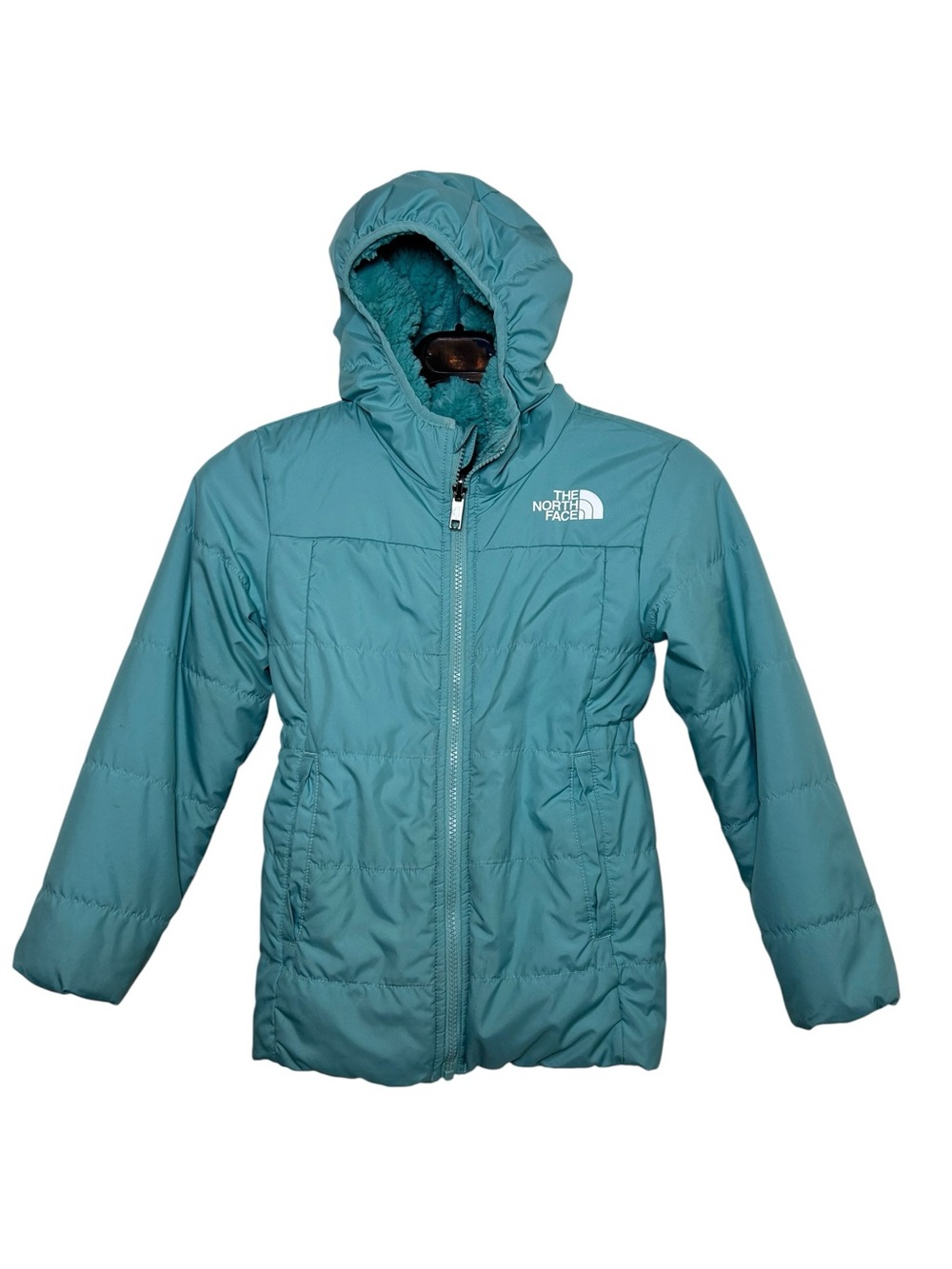 The North Face Reversible Mossbud Parka fleece lined puffer jacket size XS 5